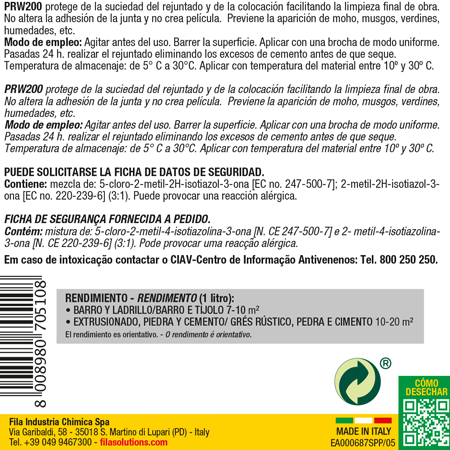 Garrafa Protección Pre-rejuntado Fila 1L PRW200