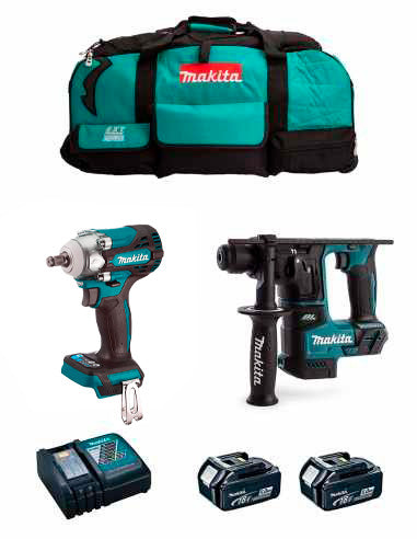 Makita Impact Wrench Kit DTW300 + Hammer DHR171 + 2bat 5Ah + Charger + Bag LTX600 DLX2281BL2