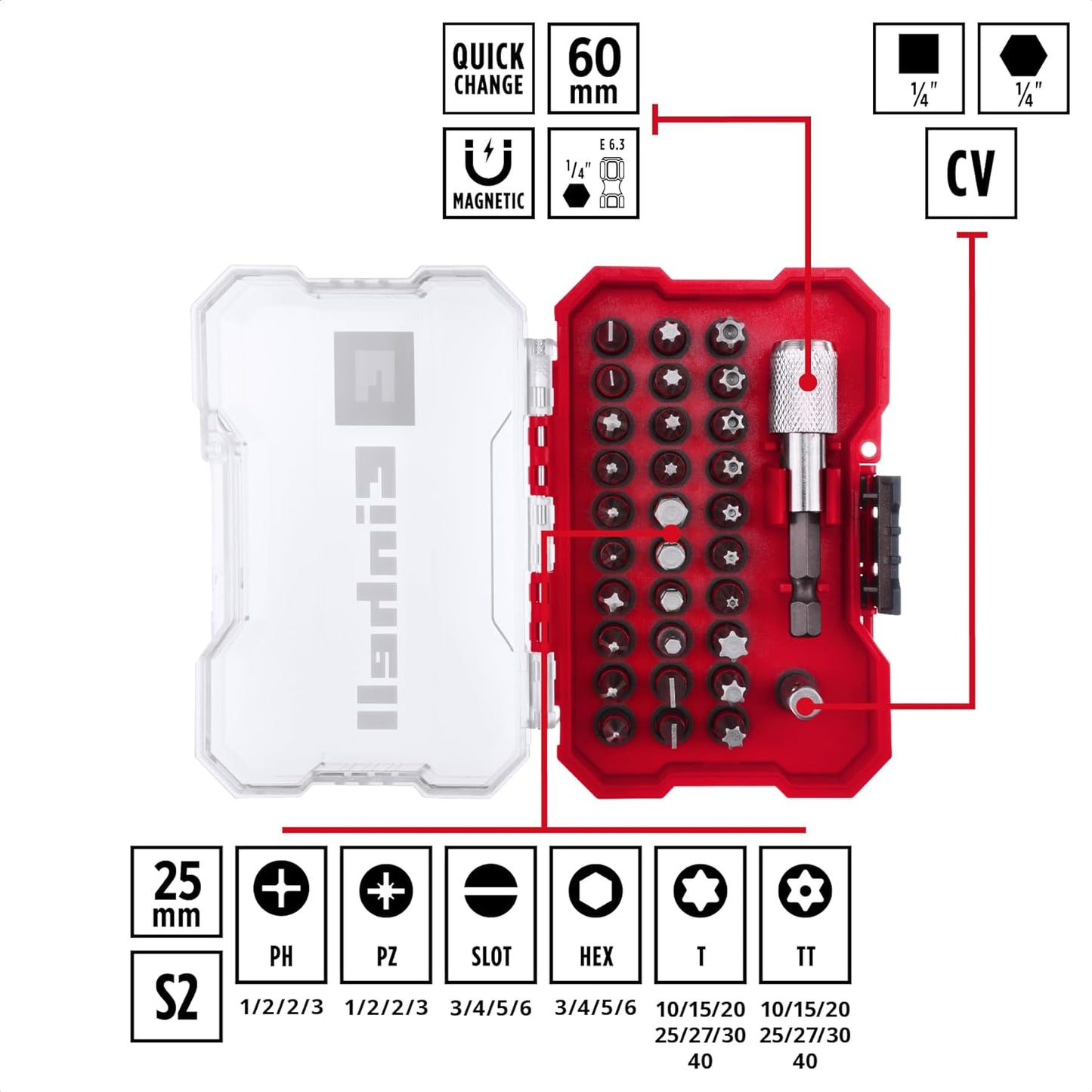 Juego de puntas XS-CASE 32pcs Einhell 49118693