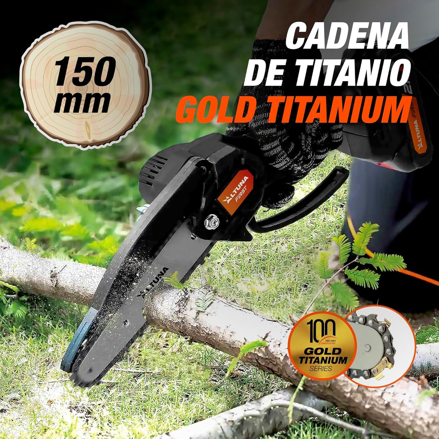 Battery-powered pruning kit with chainsaw + pruning shears + Altuna telescopic pole + 2 bat 2Ah AFKIT