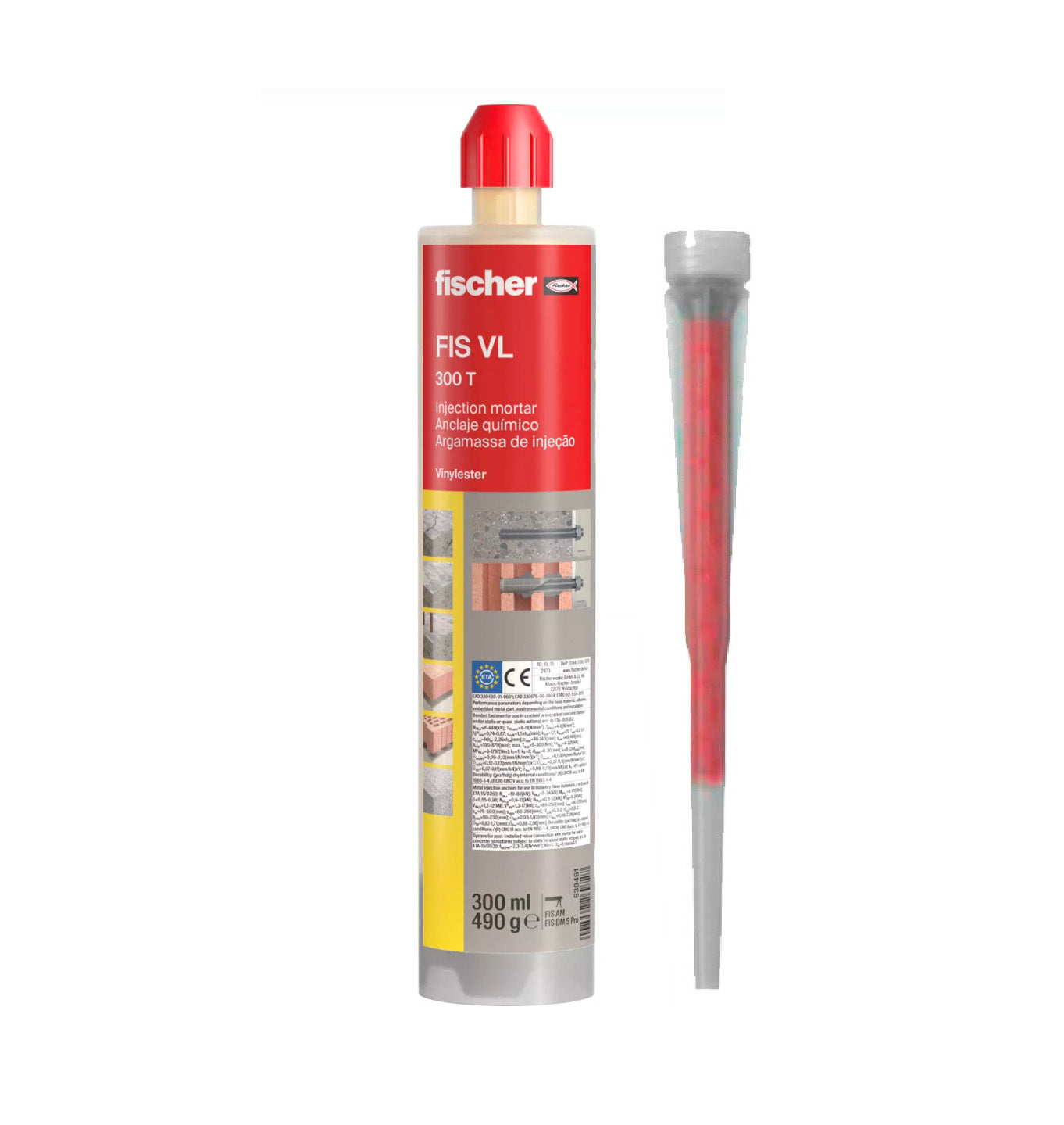 Pack 20 Cartuchos Taco Químico 300ml FIS VL 300 T + 40 boquillas + caja Fischer 574270