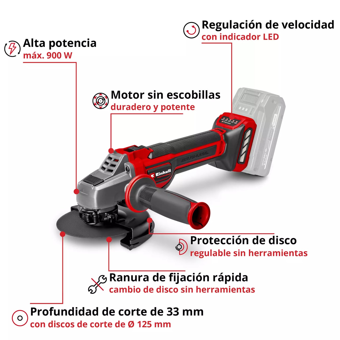 Einhell TP-AG 18/125 CE Q 18V 125mm Angle Grinder