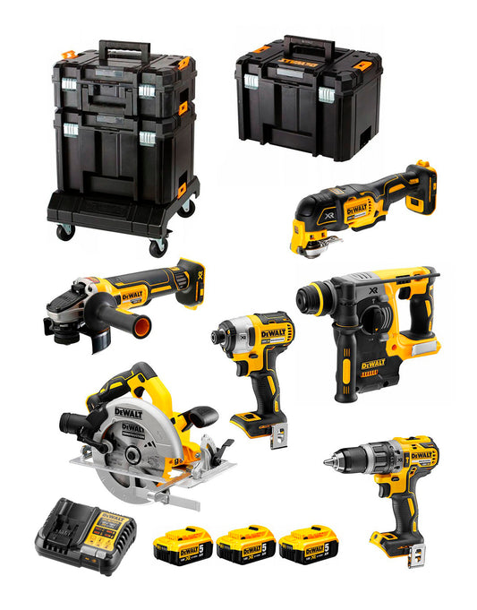Dewalt DCK685P3T 18V 6-Tool Kit + 3x 5Ah Batteries + Charger + Tstak Cases + Base